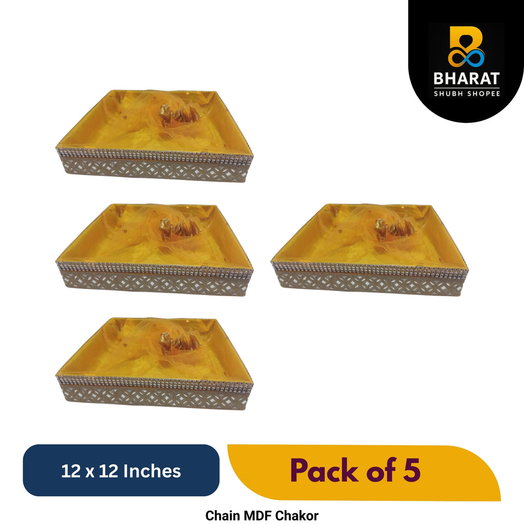 Premium Chain MDF Chakor Square 12 x 12 Inches – Pack of 5 for Gifting & Decor – Bharat Shubh Shopee