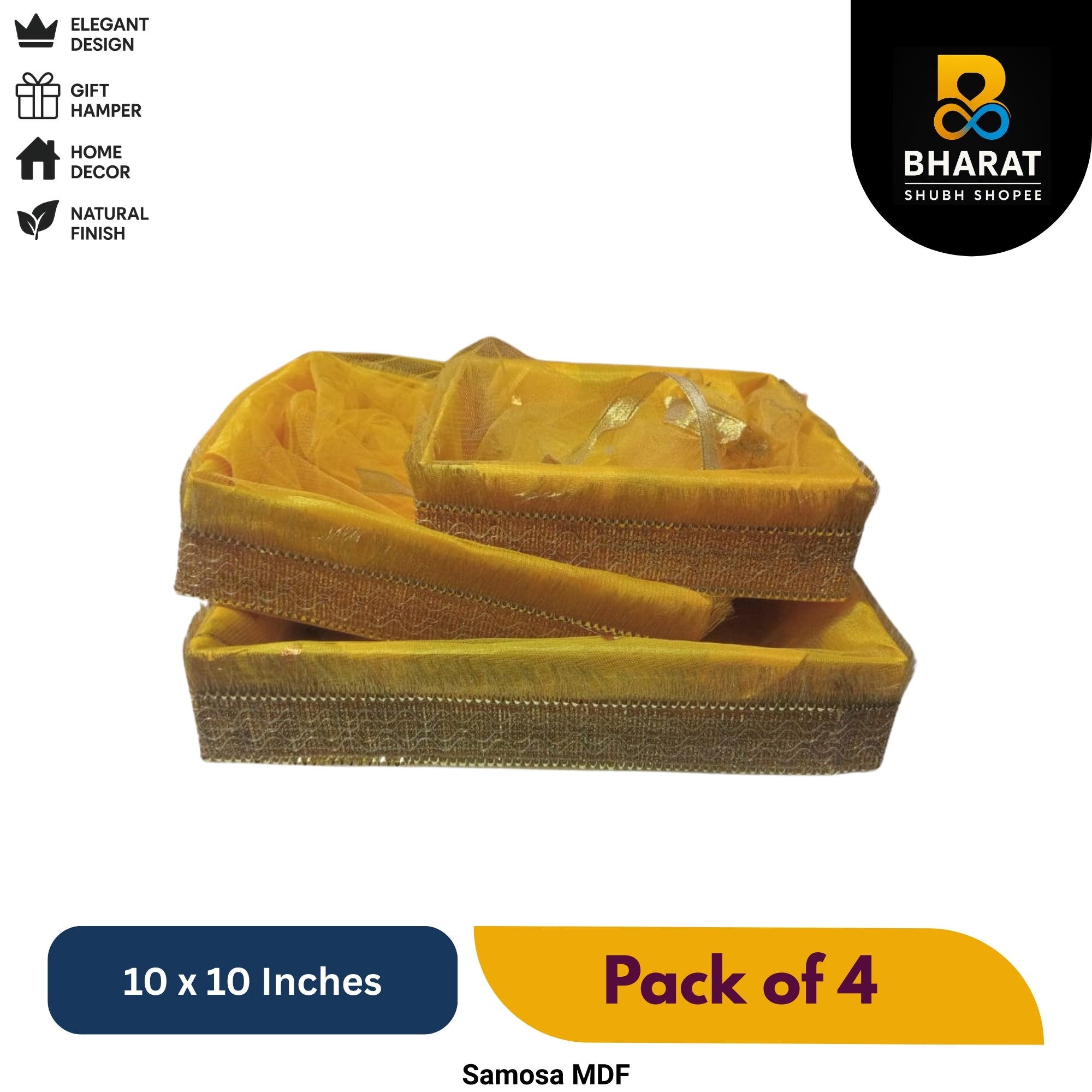 Premium Samosa MDF 10 x 10 Inches – Pack of 4 for Gifting & Decor – Bharat Shubh Shopee