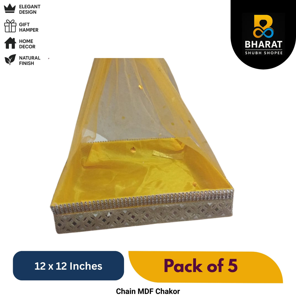 Premium Chain MDF Chakor Square 12 x 12 Inches – Pack of 5 for Gifting & Decor – Bharat Shubh Shopee