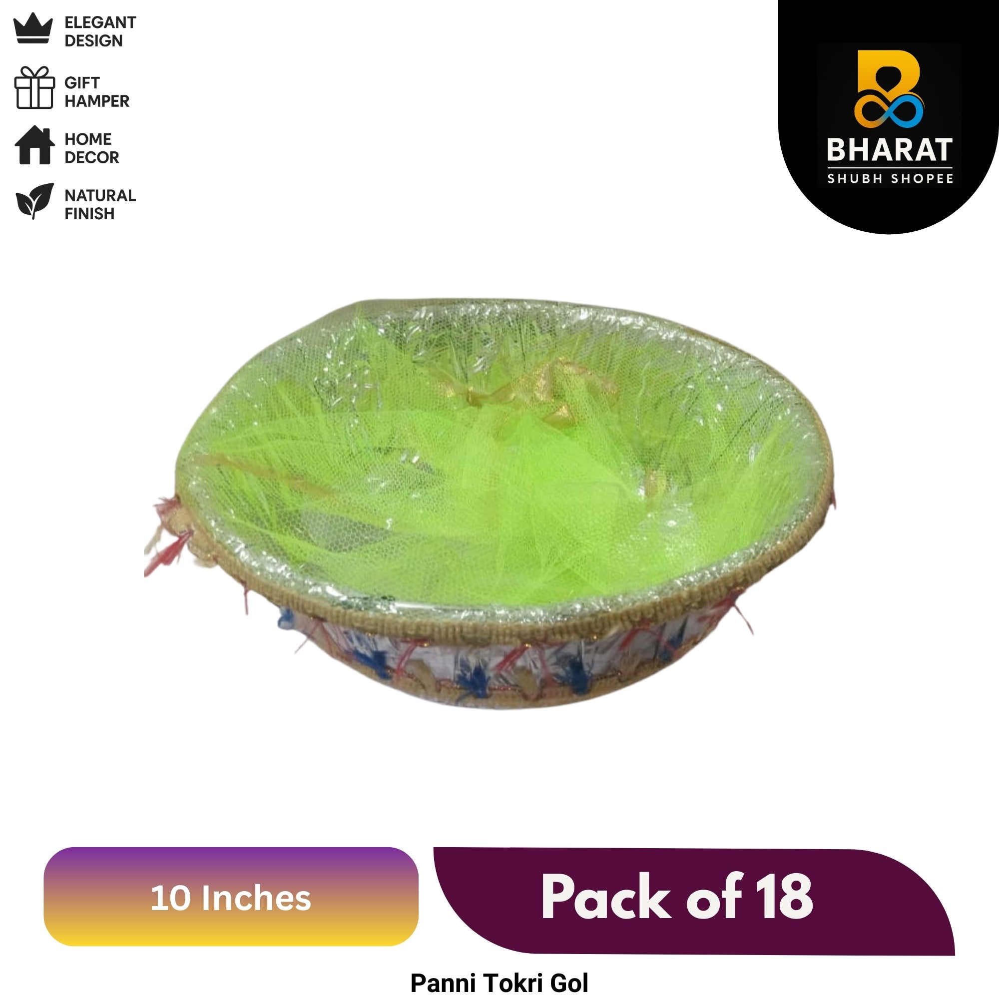Premium Panni Tokri (Basket) 10 Inch – Pack of 18 for Gifting & Decor – Bharat Shubh Shopee