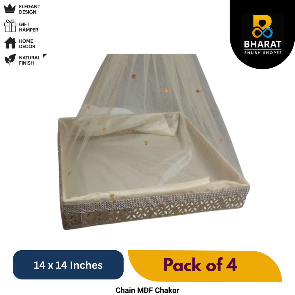 Premium Chain MDF Chakor Square 14 x 14 Inches – Pack of 4 for Gifting & Decor – Bharat Shubh Shopee