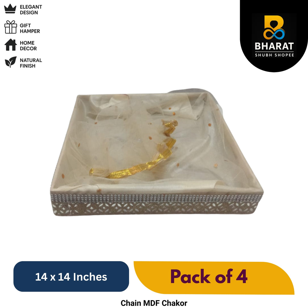 Premium Chain MDF Chakor Square 14 x 14 Inches – Pack of 4 for Gifting & Decor – Bharat Shubh Shopee