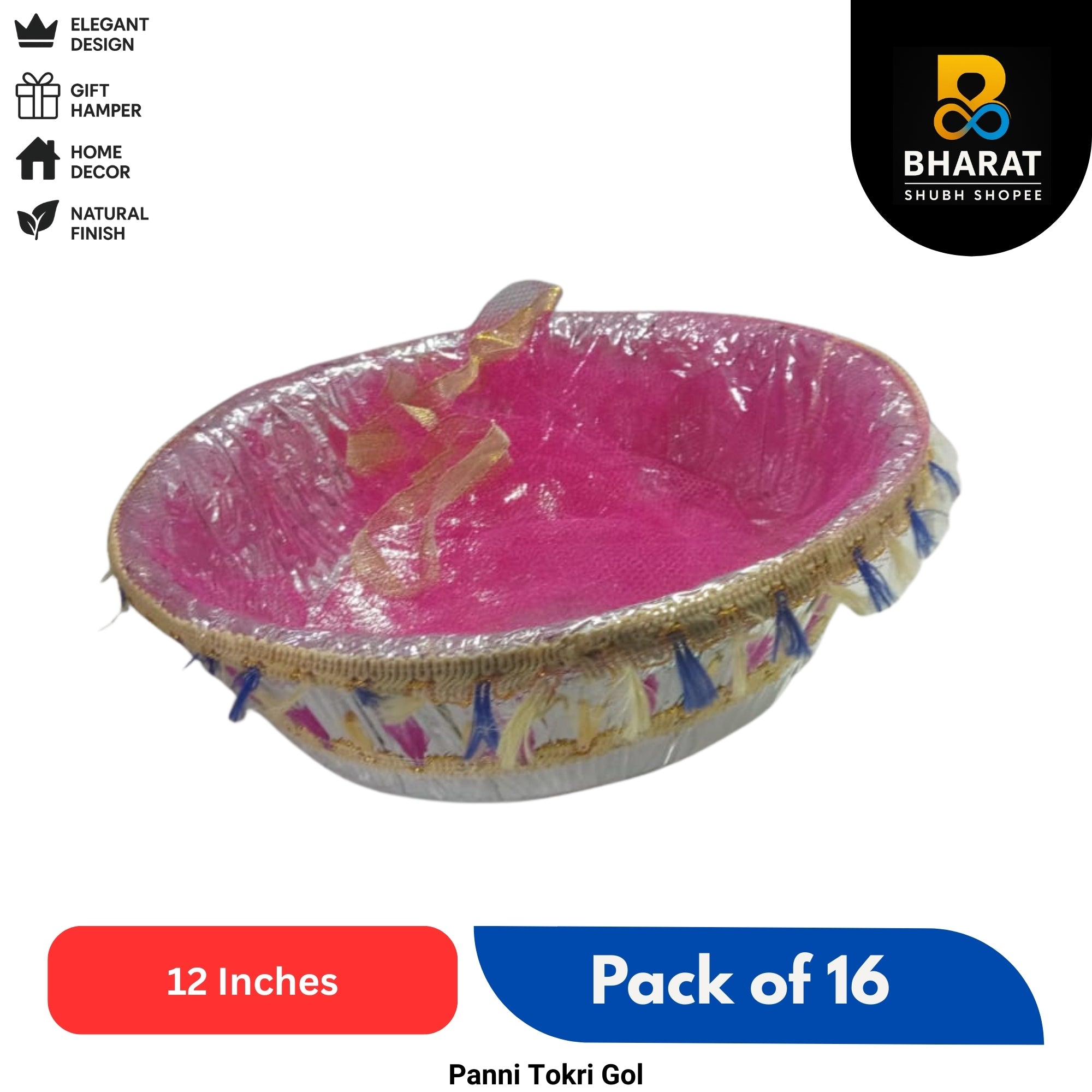 Premium Panni Tokri (Basket) 12 Inch – Pack of 16 for Gifting & Decor – Bharat Shubh Shopee