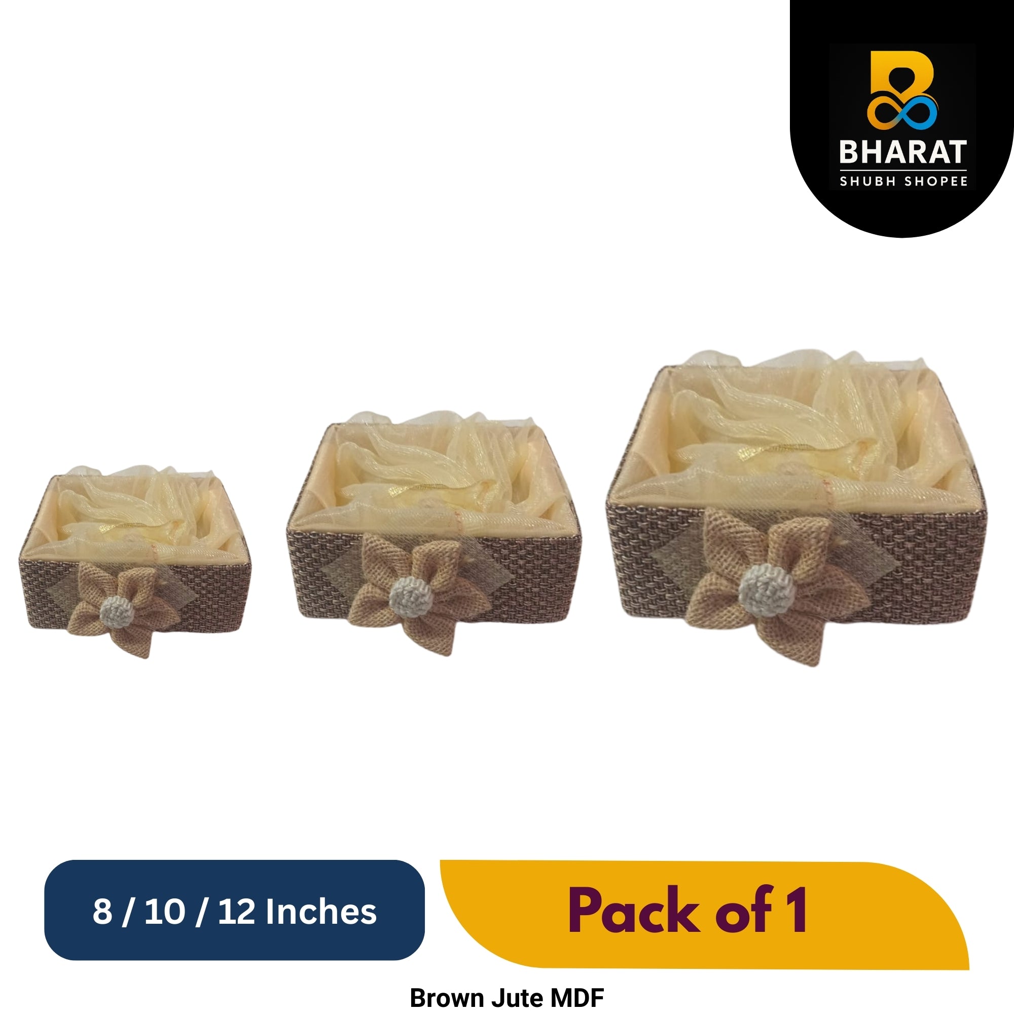 Premium Brown Jute MDF 8 / 10 / 12 Inches – Pack of 1 for Gifting & Decor – Bharat Shubh Shopee