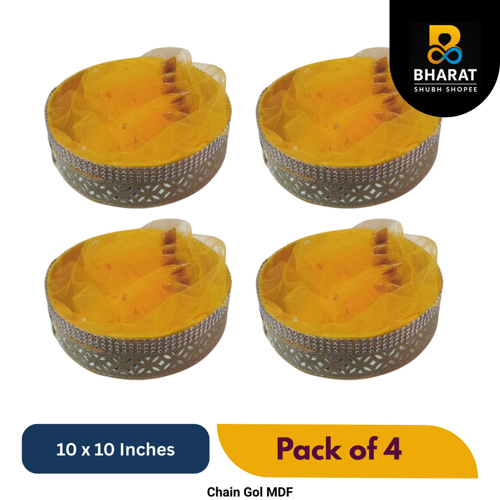 Premium Chain Gol MDF 10 x 10 Inches – Pack of 4 for Gifting & Decor – Bharat Shubh Shopee