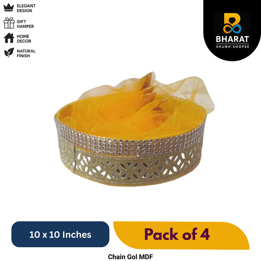 Premium Chain Gol MDF 10 x 10 Inches – Pack of 4 for Gifting & Decor – Bharat Shubh Shopee