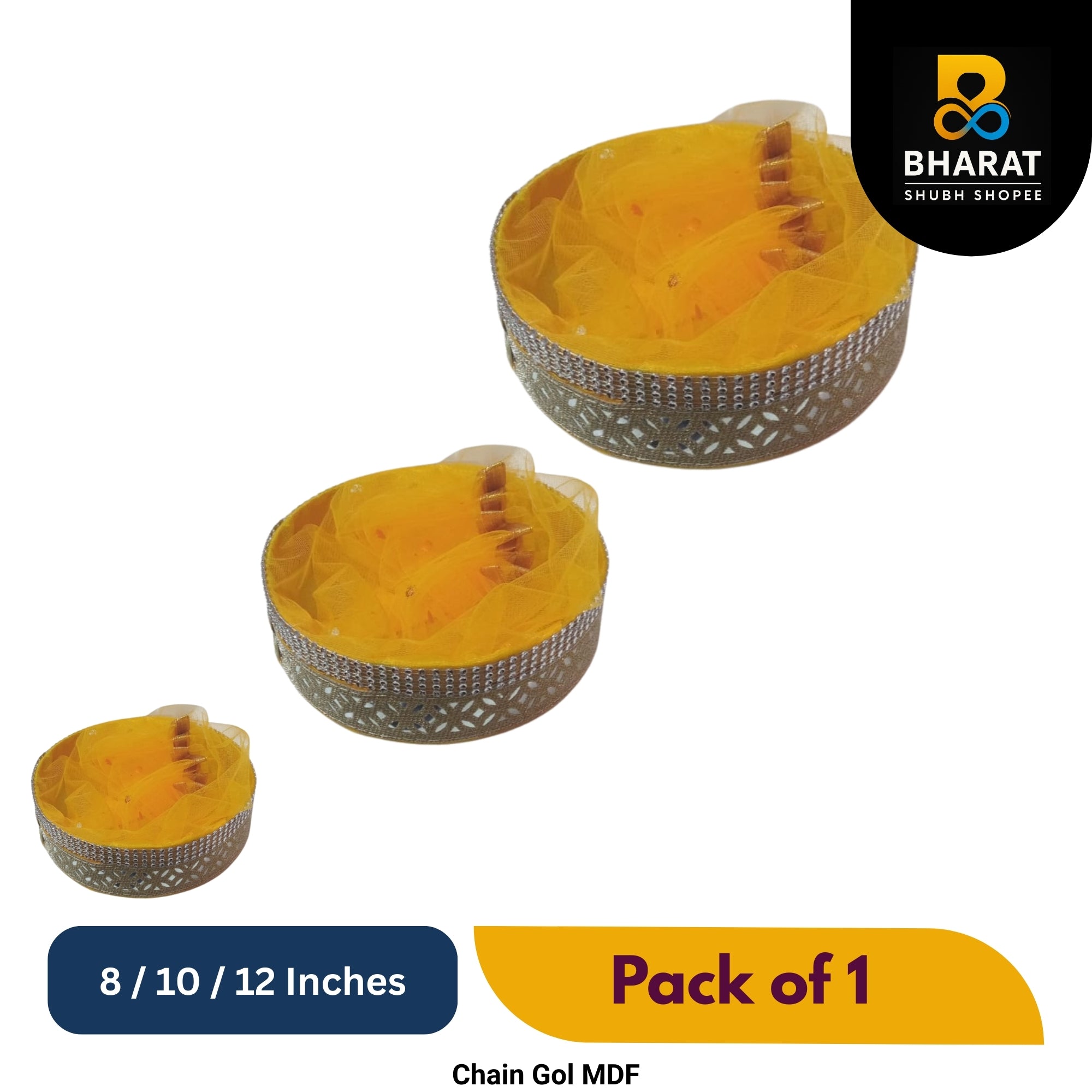 Premium Chain Gol MDF 8 / 10 / 12 Inches Combo – Pack of 1 for Gifting & Decor – Bharat Shubh Shopee