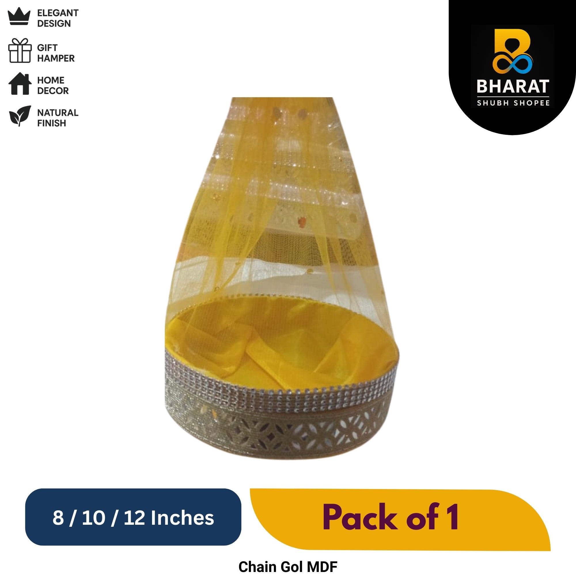 Premium Chain Gol MDF 8 / 10 / 12 Inches Combo – Pack of 1 for Gifting & Decor – Bharat Shubh Shopee