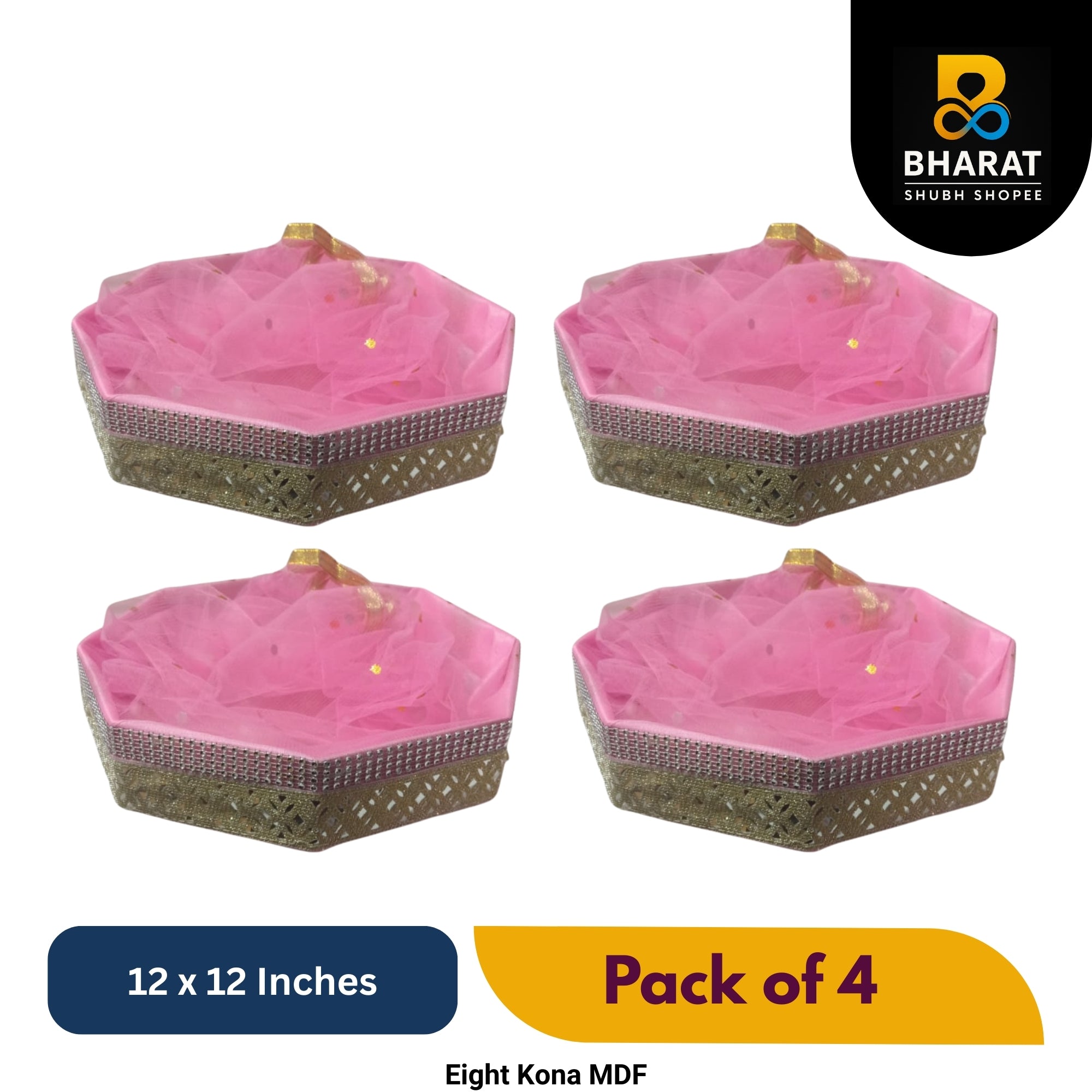 Premium Eight Kona MDF 12 x 12 Inches – Pack of 4 for Gifting & Decor – Bharat Shubh Shopee