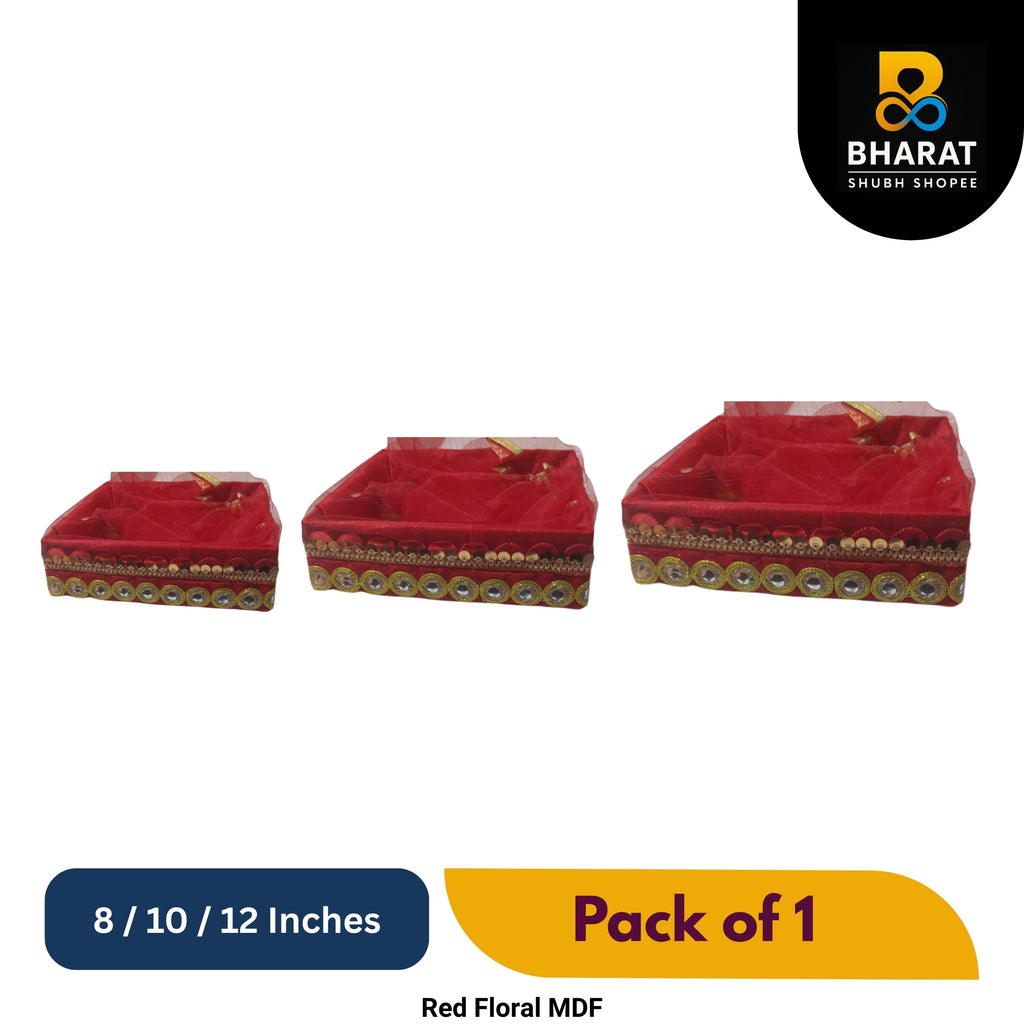 Premium Red Floral MDF 8 / 10 / 12 Inches – Pack of 1 for Gifting & Decor – Bharat Shubh Shopee