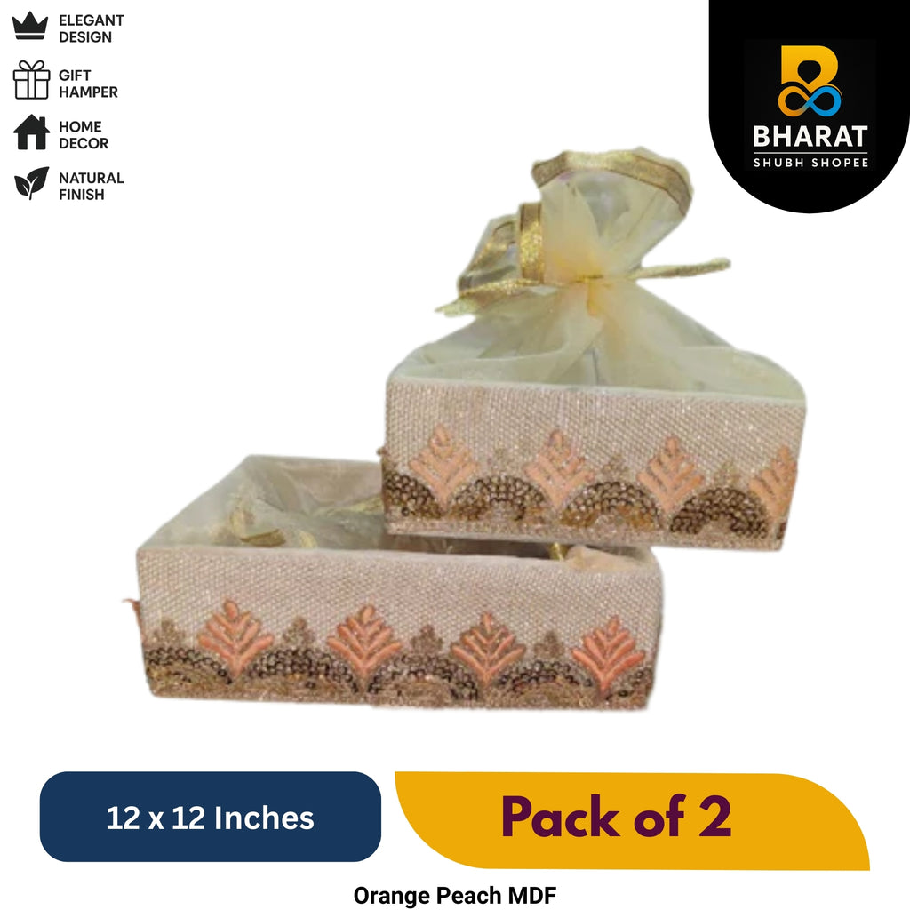 Premium Orange Peach MDF 12 x 12 Inches – Pack of 2 for Gifting & Decor – Bharat Shubh Shopee