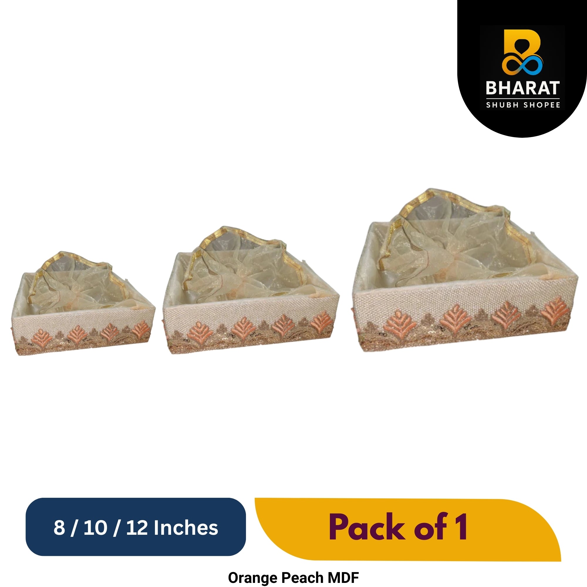 Premium Orange Peach MDF 8 / 10 / 12 Inches Combo – Pack of 1 for Gifting & Decor – Bharat Shubh Shopee