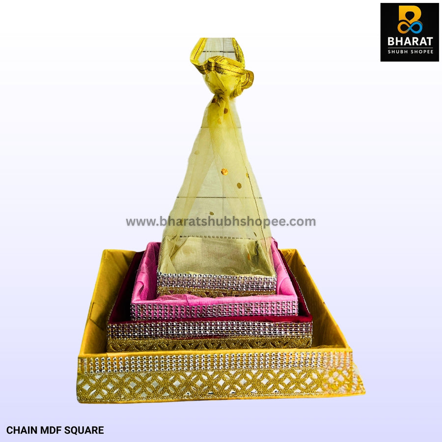 Chain MDF Decorative Gift Basket with Net Cover (Assorted Colors) – Bharat Shubh Shopee