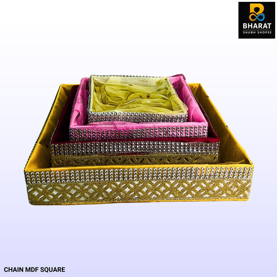 Chain MDF Decorative Gift Basket with Net Cover (Assorted Colors) – Bharat Shubh Shopee