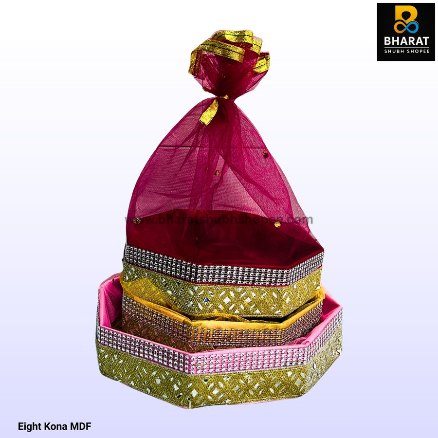 Eight Kona MDF Decorative Gift Basket with Net Cover – Bharat Shubh Shopee