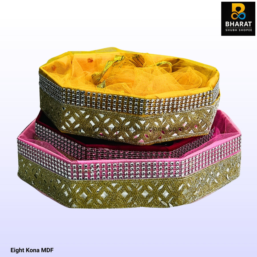 Eight Kona MDF Decorative Gift Basket with Net Cover – Bharat Shubh Shopee