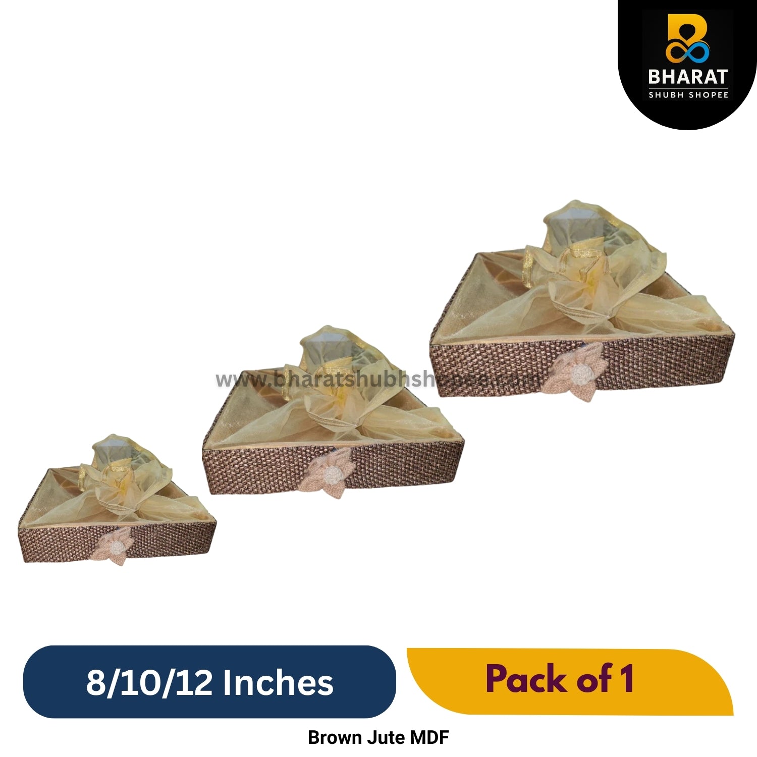 Premium Brown Jute MDF 8 / 10 / 12 Inches – Pack of 1 for Gifting & Decor – Bharat Shubh Shopee