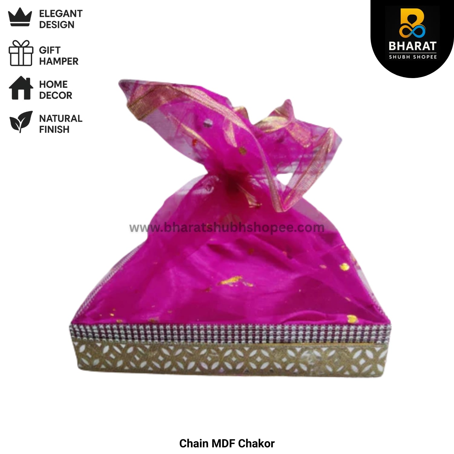 Premium Chain MDF Chakor Square 6 x 6 Inches – Pack of 10 for Gifting & Decor – Bharat Shubh Shopee