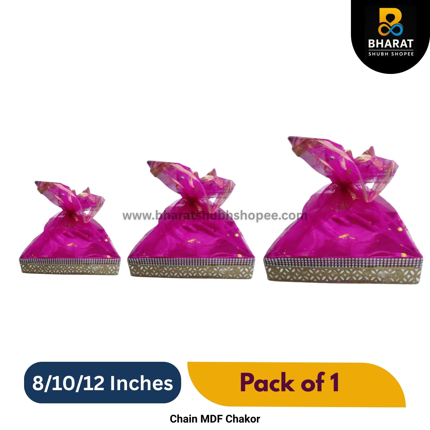 Premium Chain MDF Chakor Square 8 / 10 / 12 Inches – Pack of 1 for Gifting & Decor – Bharat Shubh Shopee